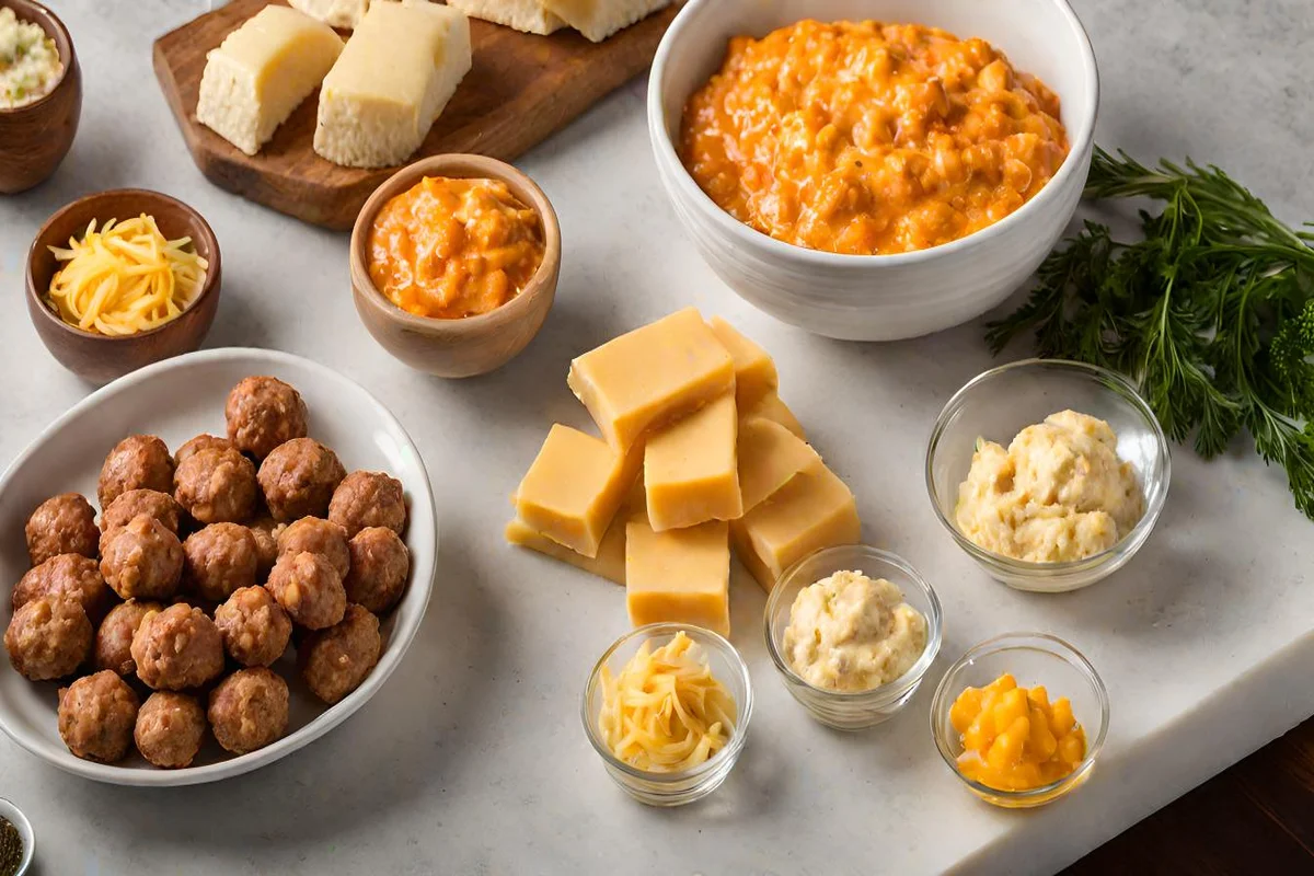 Step-by-step preparation of Red Lobster Sausage Balls showcasing ingredients and technique.