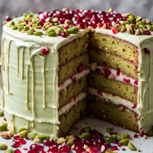 Pistachio Pomegranate Cake